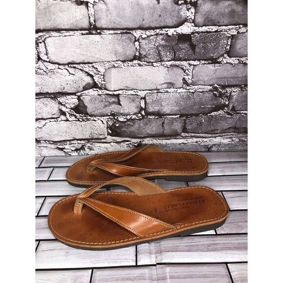 Klimatsakis Brown Leather Casual Flip Flops Greek Thong Sandals Women Sz 41EU - Picture 10 of 16